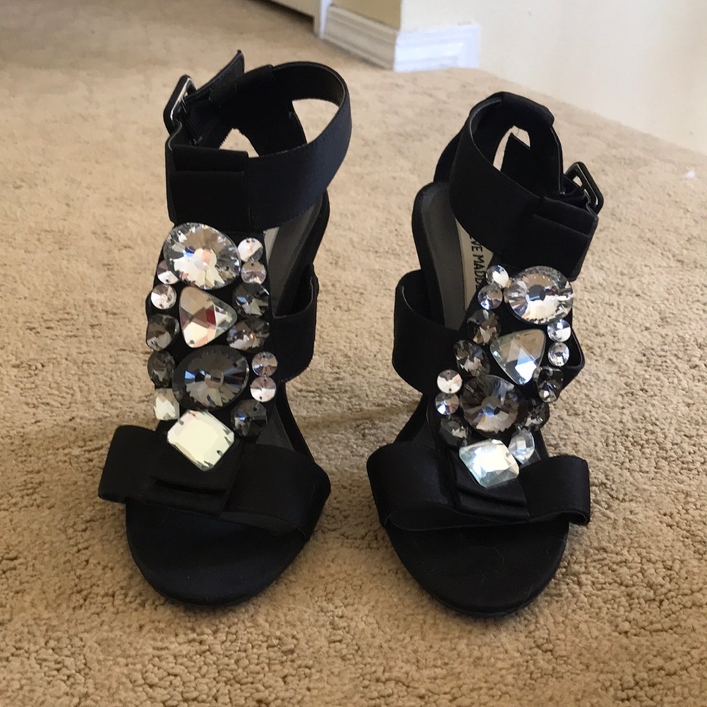 Black Steve Madden Luxe rhinestone heels